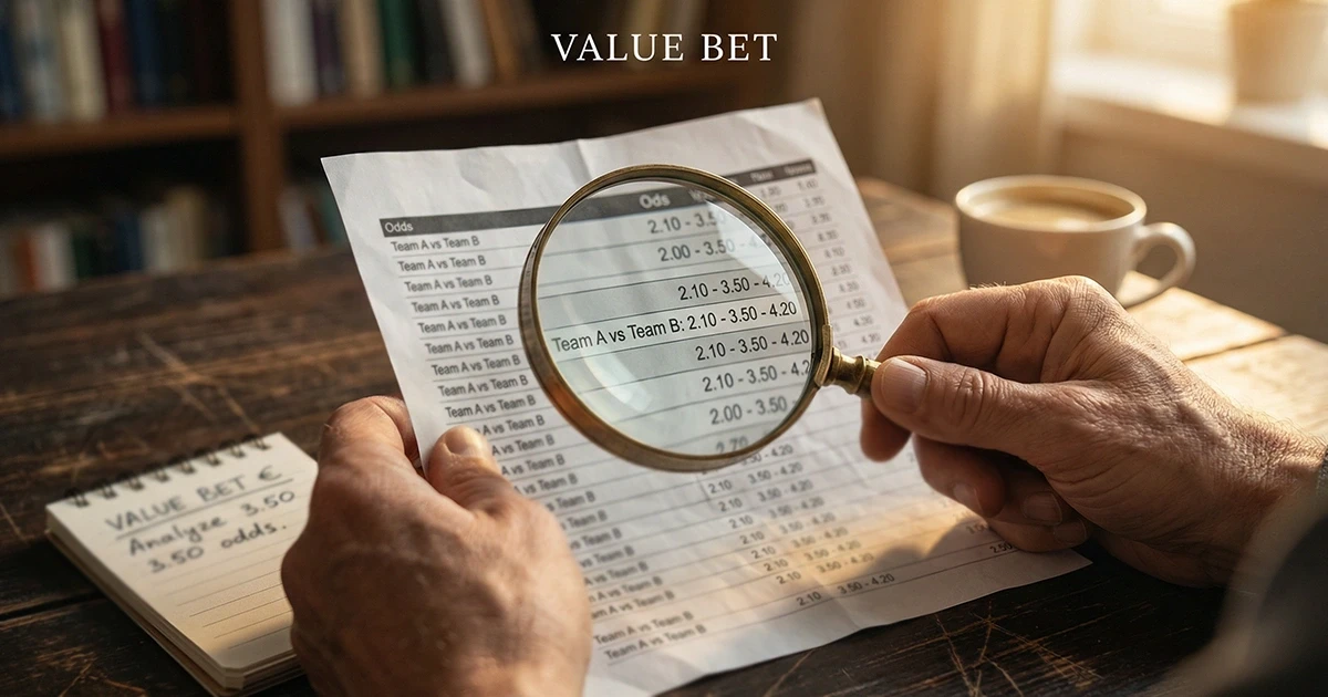 Value bet paris sportifs — loupe posée sur un tableau de cotes